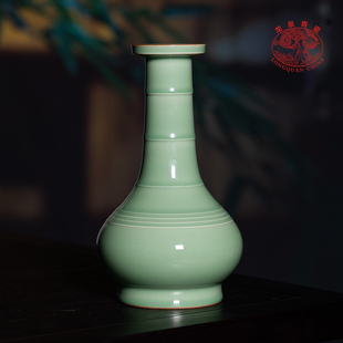 纯手工花瓶陶瓷花器家用高档桌面摆件送礼中式 龙泉青瓷官方 客厅