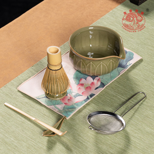 龙泉青瓷抹茶碗宋代点茶工具陶瓷茶碗茶杯搅拌器抹茶刷茶筅套装