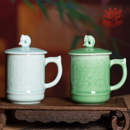 龙泉青瓷办公室泡茶杯马克杯