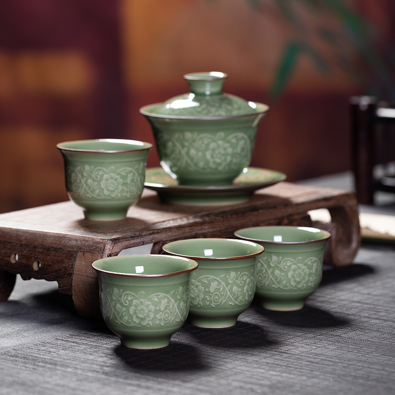 龙泉青瓷茶具套装家用手工