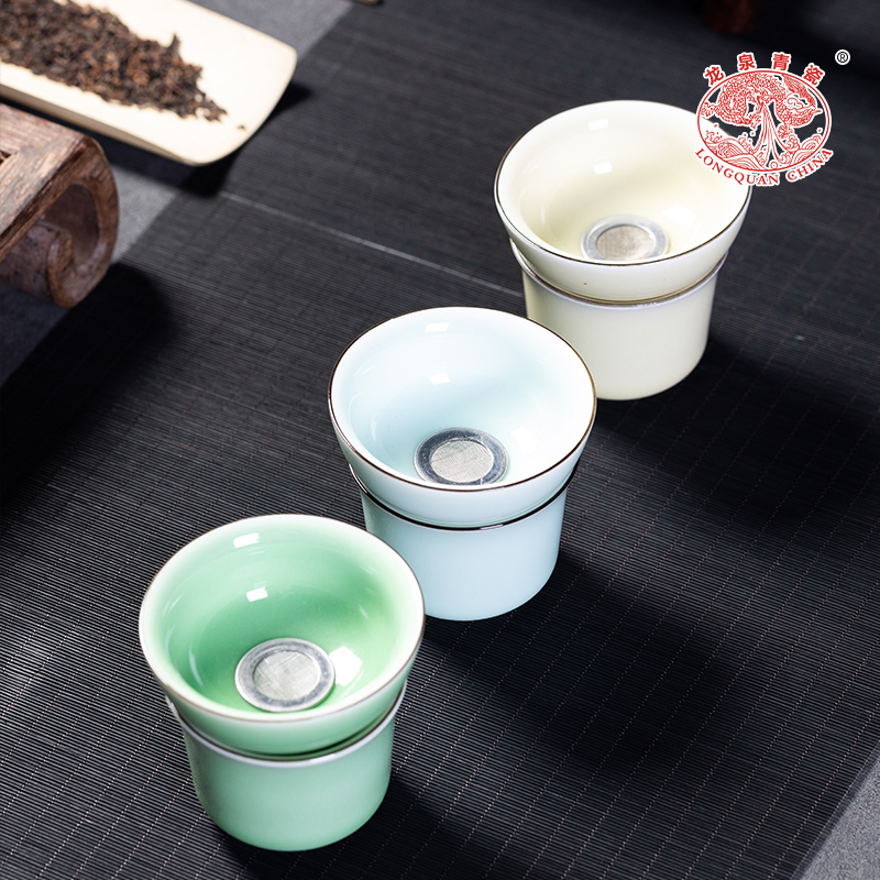 龙泉青瓷茶漏陶瓷茶滤陶孔泡茶神器茶叶过滤网功夫茶具配件滤茶器