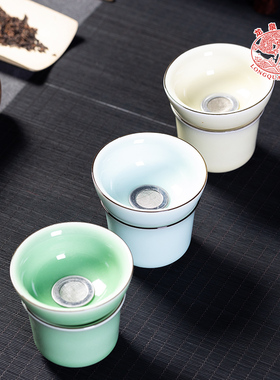 龙泉青瓷茶漏陶瓷茶滤陶孔泡茶神器茶叶过滤网功夫茶具配件滤茶器