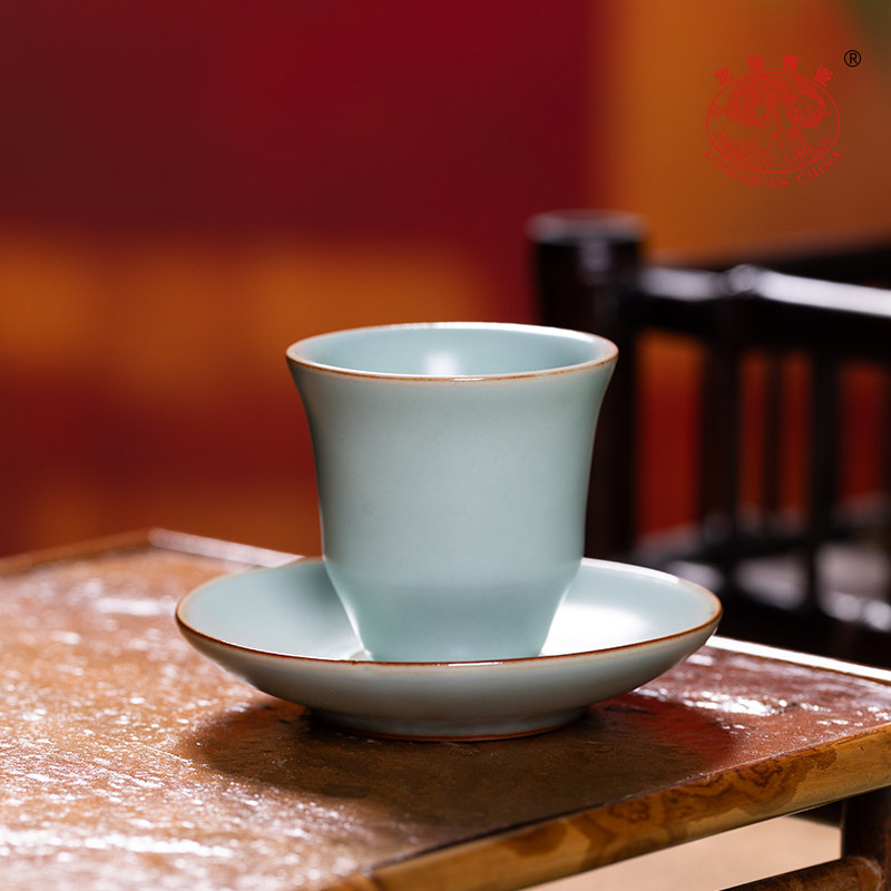 龙泉青瓷汝窑主人杯碟套装茶盏复古汝瓷开片可养功夫茶盏杯陶瓷,餐饮具,茶杯,淘宝优惠券,粉丝福利购,淘宝优惠卷