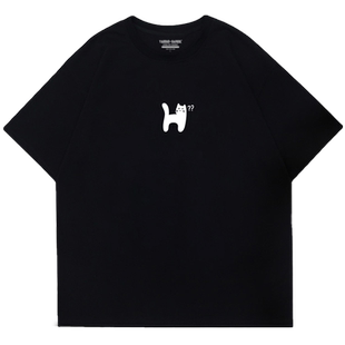 oversize简约百搭设计感黑色短袖t恤女显白宽松日常纯棉正肩上衣