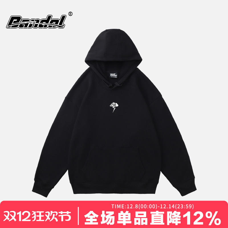 黑色连帽卫衣oversize中性风