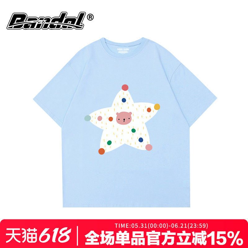 chic日系甜美可爱奶fufu减龄奶蓝色短袖t恤女下衣失踪纯棉上衣夏