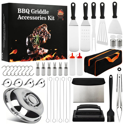 BBQ现货不锈钢烧烤工具套装料理铲铲板烧锅铲子组合烤具多功能