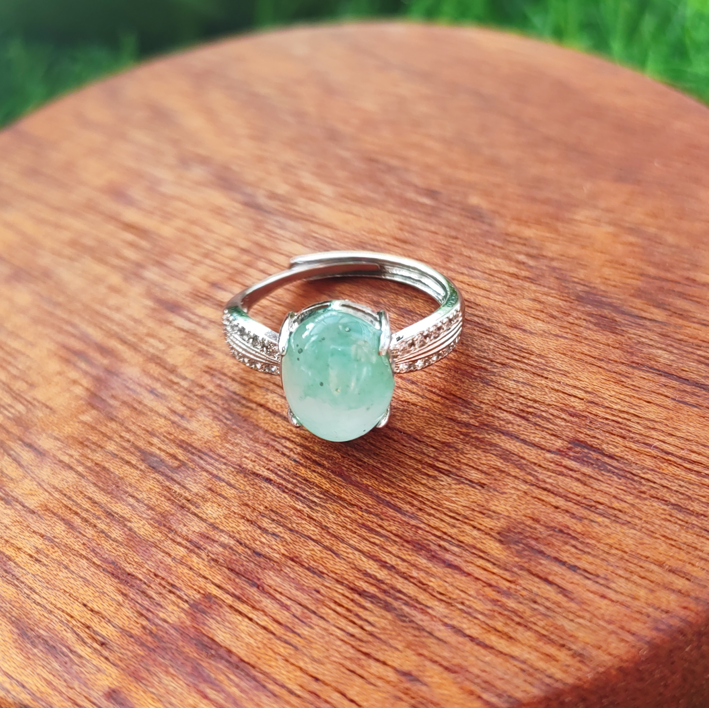 官方正品非洲翠玉戒活口可调节大小A级纯天然玉石戒指5#