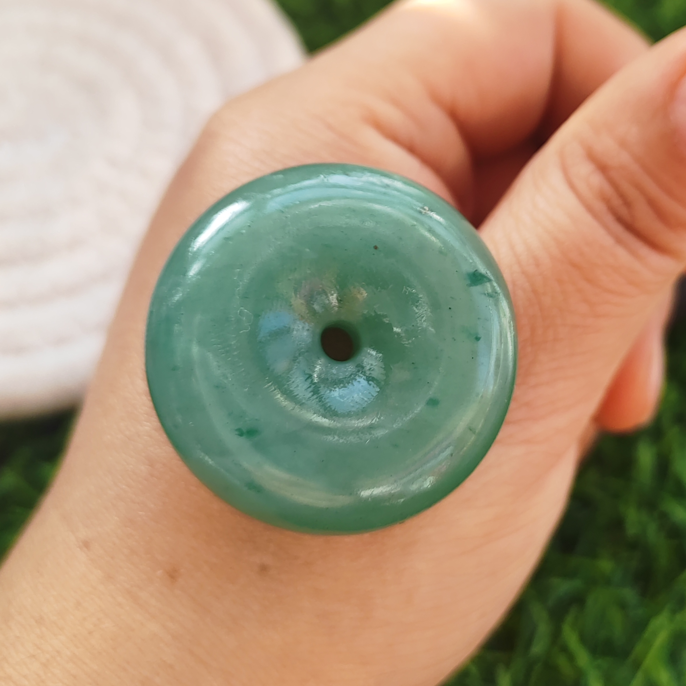 幸福圆满厚重饱满玉石平安扣纯天然玉石官方正品非洲翠35*12mm