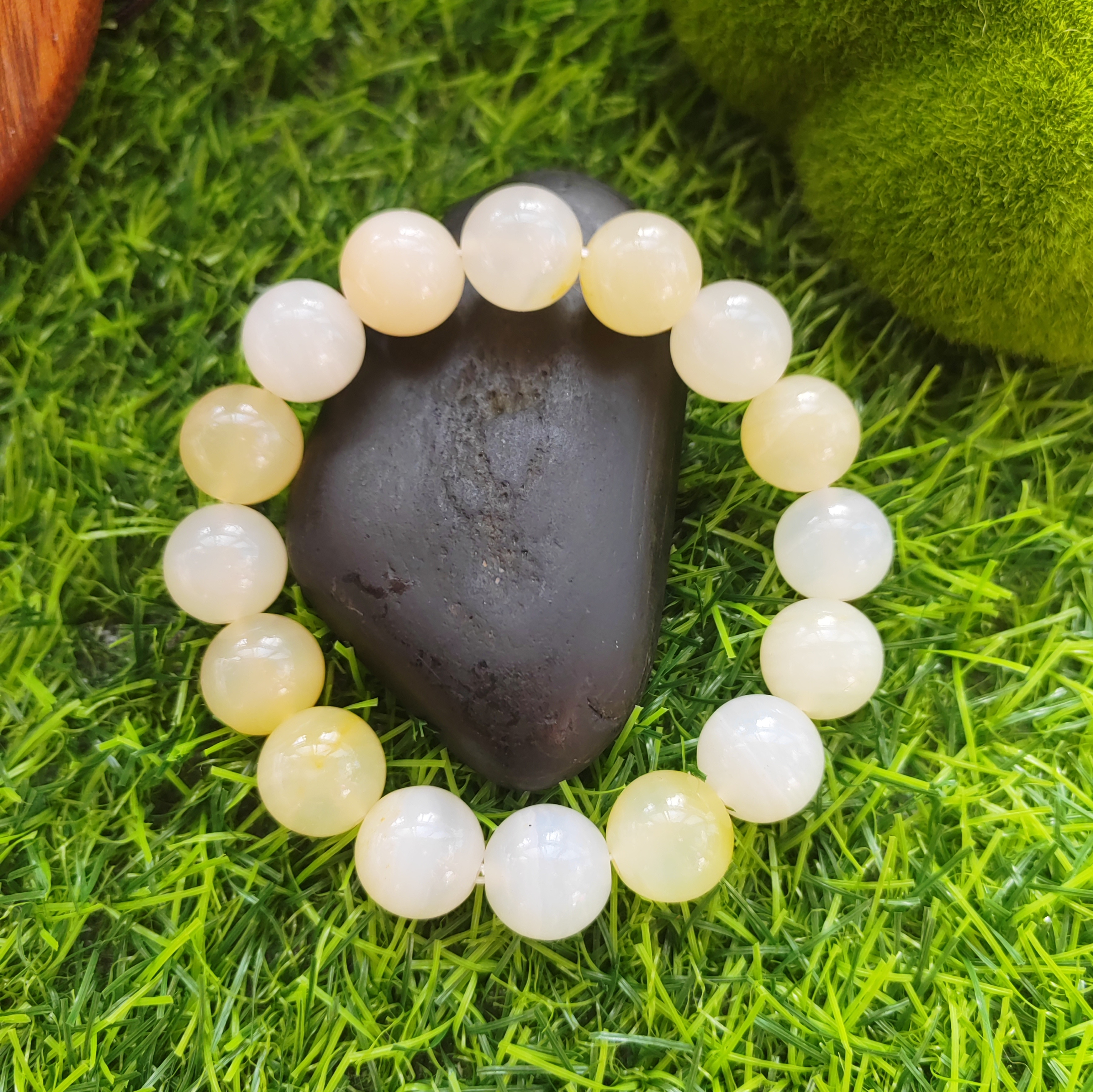 幸福美满多宝玉石手钏纯天然原矿玉石正品黄龙玉手串手链14mm