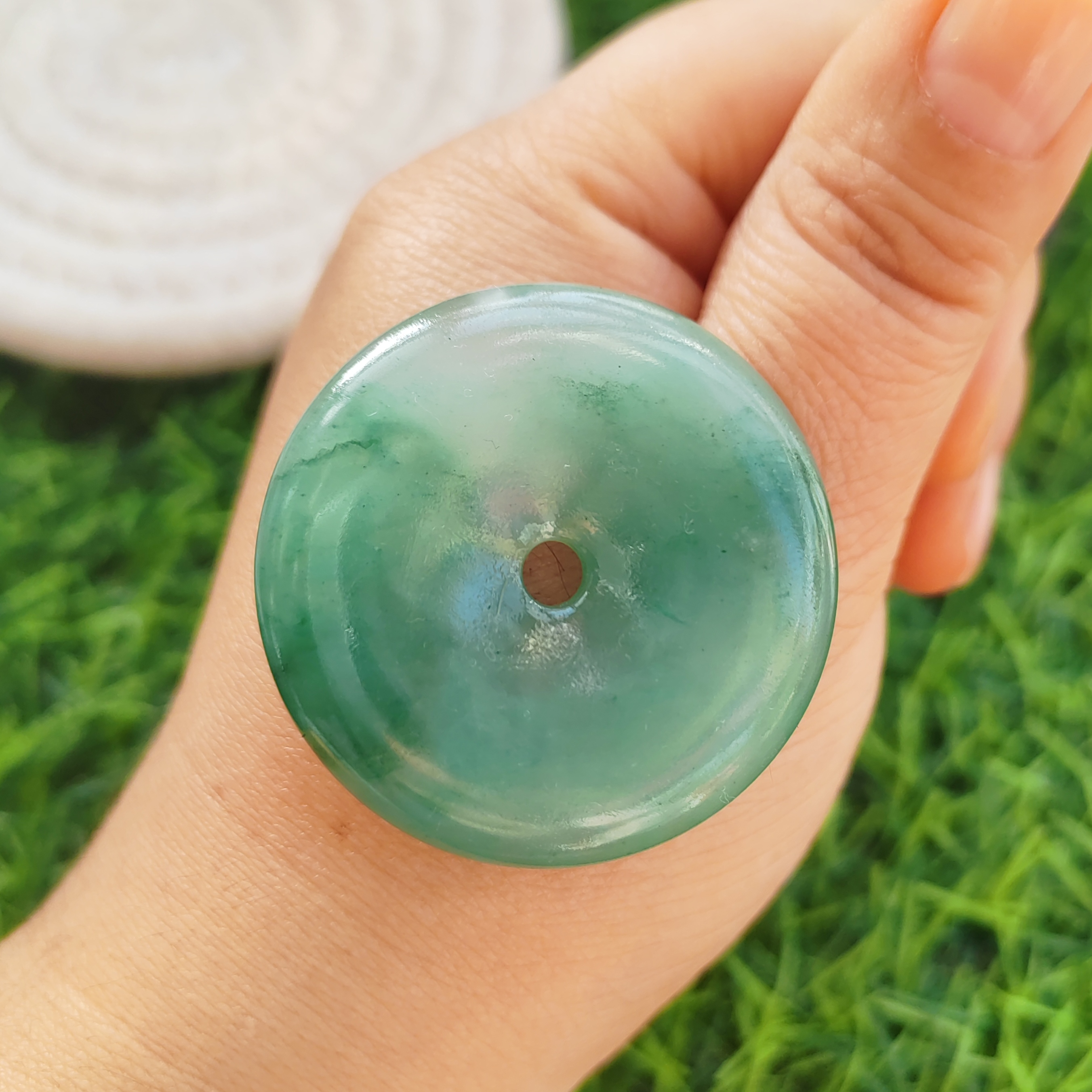 实拍清新山水玉石平安扣A级纯天然玉石官方正品非洲翠40*8mm