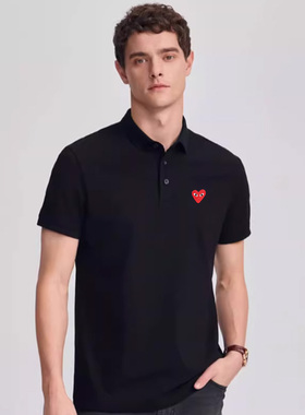 潮牌POLO衫男女刺绣爱心明星川久同款PLAY翻领短袖T恤夏宽松保玲