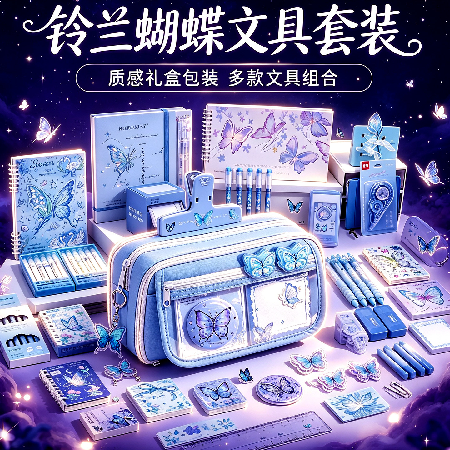 2026网红铃兰蝴蝶全套文具礼盒