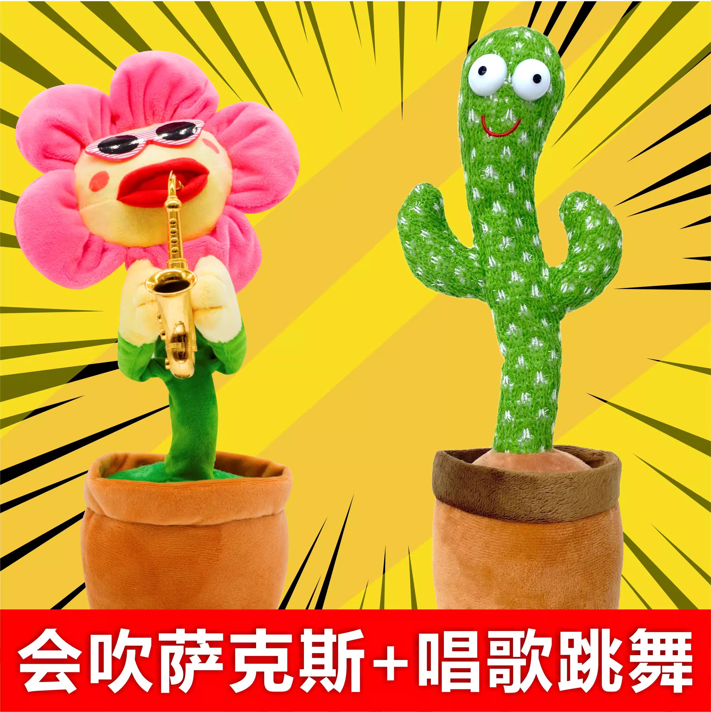 儿童学说话玩偶妖娆太阳花仙人掌