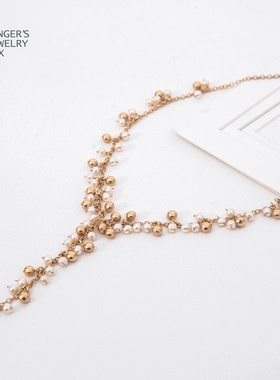 jinger法国巴黎设计师款原创小众繁花珍珠满天星金珠项链首饰