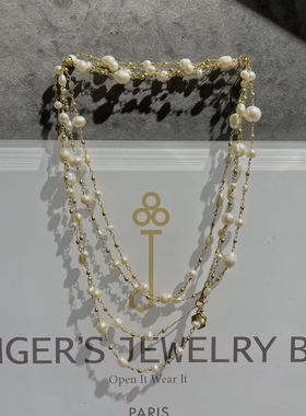 jinger法国巴黎设计师款原创小众天然珍珠超长款毛衣链颈链项链
