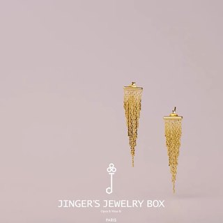 jinger法国原创设计师小众欧美复古高级感金流苏耳钉耳环