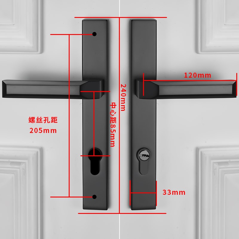 户外庭院门窄面铝合金铁艺门把手双门锁欧式古铜面板室外栅栏锁图片