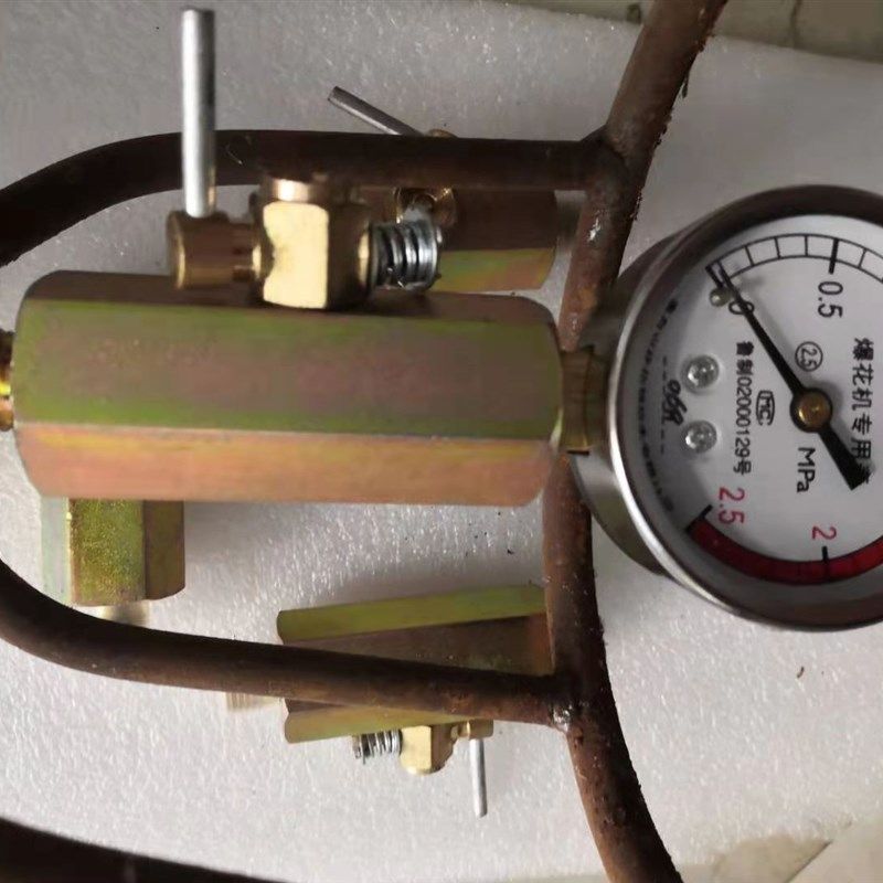 老式电动手摇爆米花机专用放气阀板栗哑巴豆干嘣鸡压力表三通转换