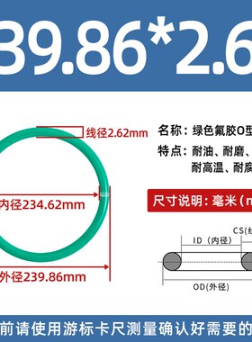 内径221.92/228.27/234.62/240.97/247.32*2.62MM氟胶o型圈密封圈