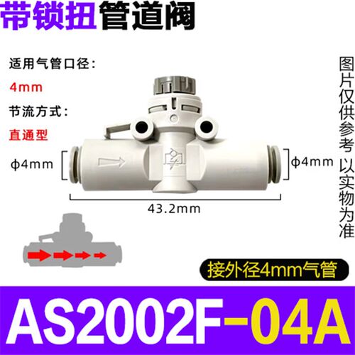 SMC型管道节流阀气动快插气管快速接头隔板式调速阀AS1002F 2002F