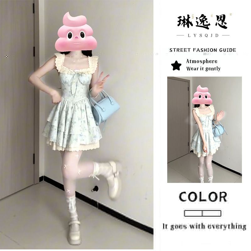 小个子法式甜美花边拼接