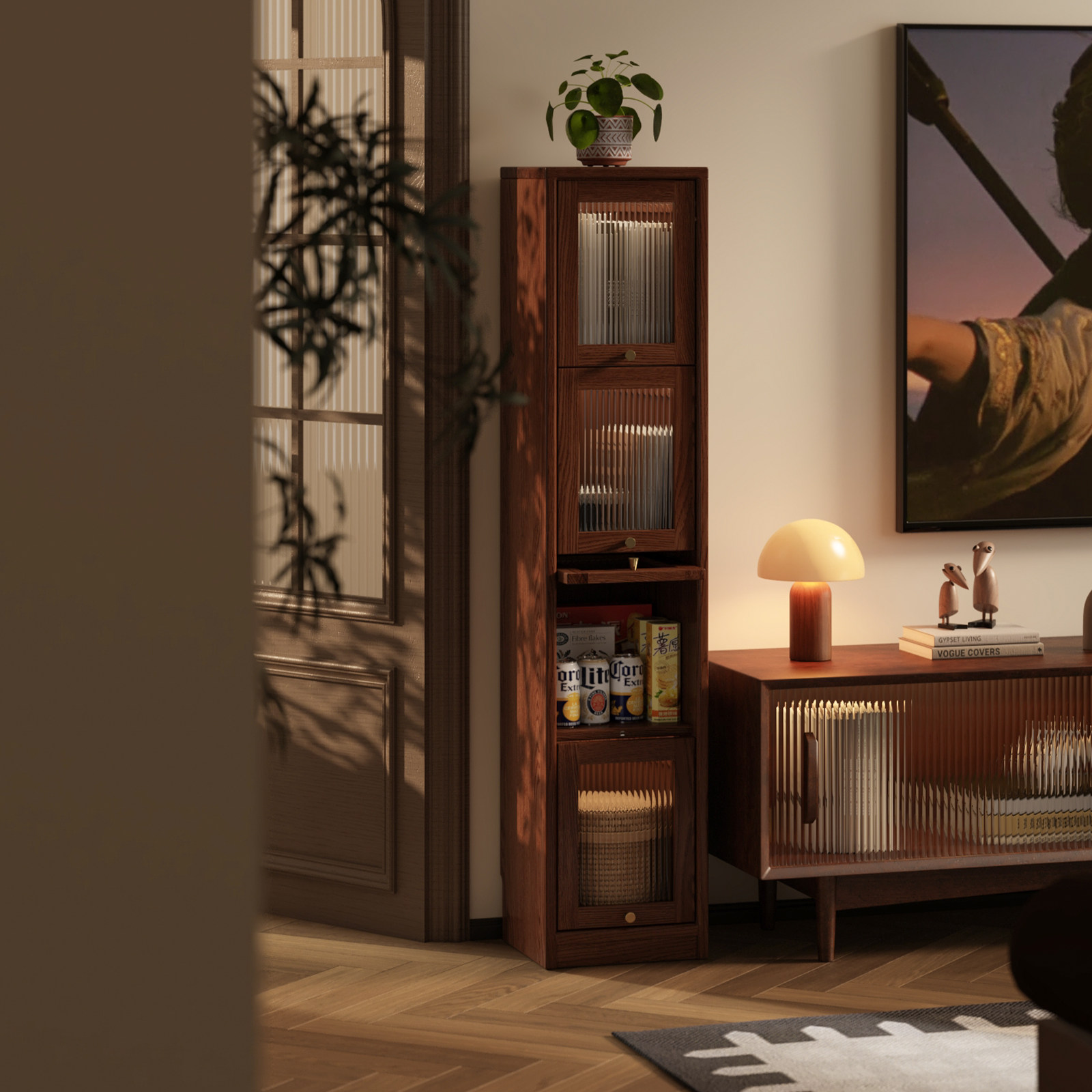 夹缝书柜带玻璃门展示柜窄柜实木转角置物家用客厅杂志柜防尘书架,住宅家具,单个书柜,淘宝优惠券,粉丝福利购,淘宝优惠卷