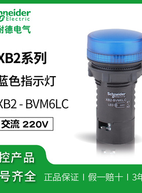 。原装正品施耐德指示灯 蓝色LED信号灯 XB2BVM6LC 交流AC220V 22