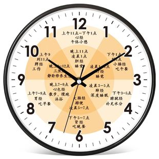 中医睡觉时间挂钟理疗挂钟养生馆十二时辰静音钟表子午流注挂表