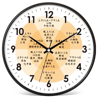 中医睡觉时间挂钟理疗挂钟养生馆十二时辰静音钟表子午流注挂表