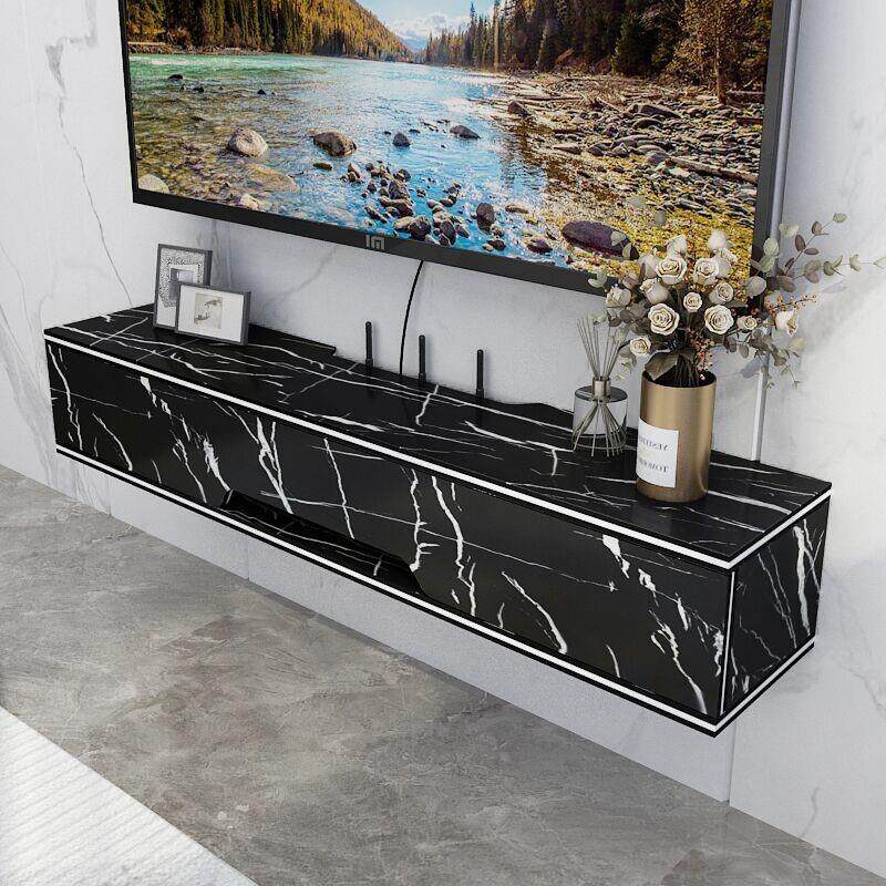 岩板纹wifi路由器收纳盒置物架电视柜光猫机上盒挂墙悬空挂式实木