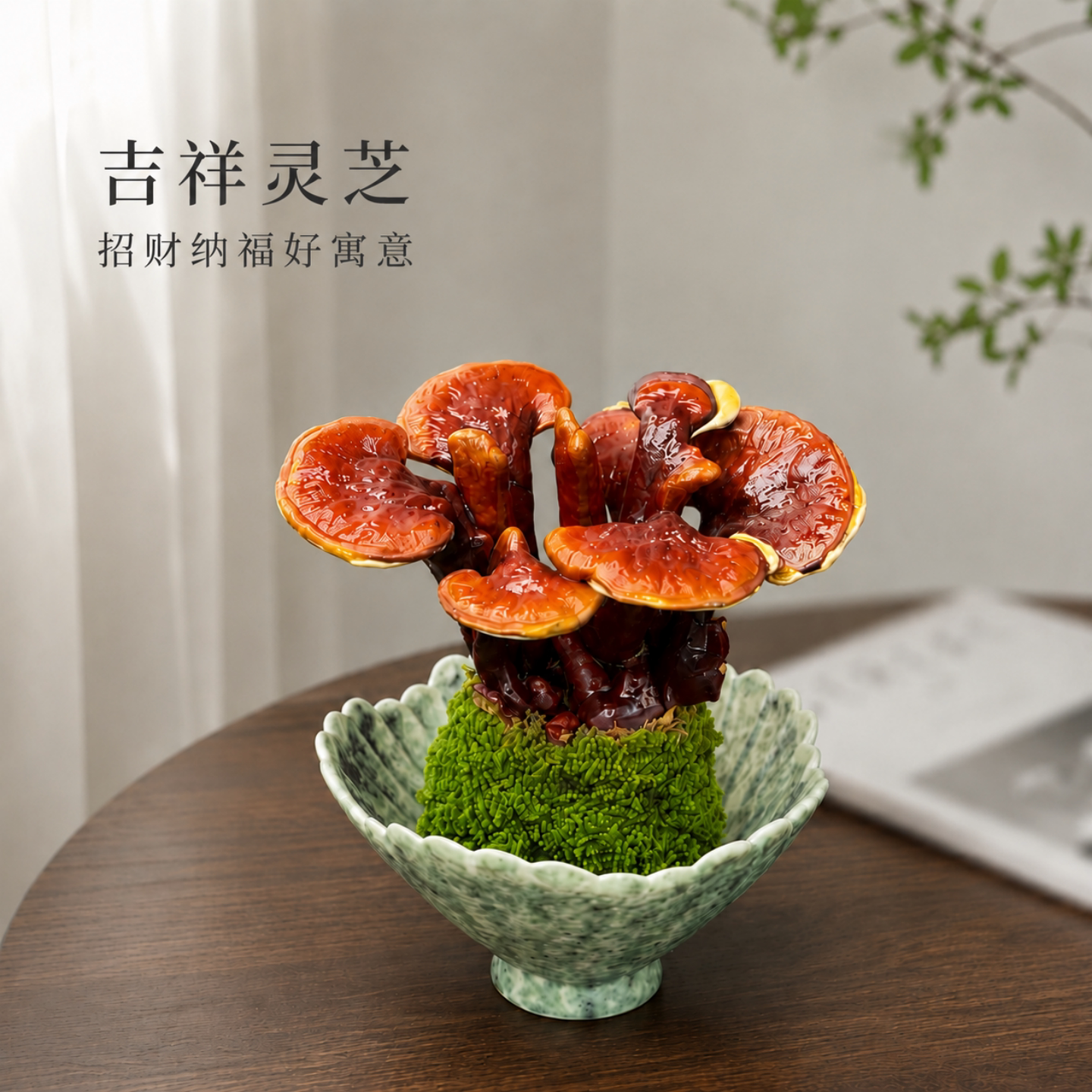 灵芝苔藓球盆栽室内桌面观赏水培植物好养易活招财禅意绿植防辐射图片