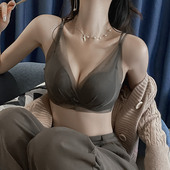 美背交叉肩带性感内衣内裤 蕾丝无钢圈文胸套装 女小胸聚拢夏季 薄款