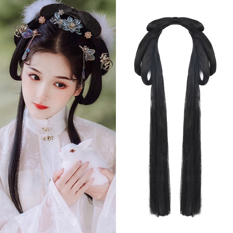 古风汉服假发一体式发箍发束古装假发髻发包头饰古代盘发造型女