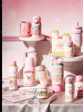 UOOHA甜心小海伦系列保温杯高颜值咖啡杯大容量吸管水杯新年礼物