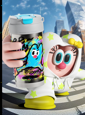 UOOHA多巴胺纯钛杯咖啡杯保温杯内胆男女士水杯吸管杯子生日礼物