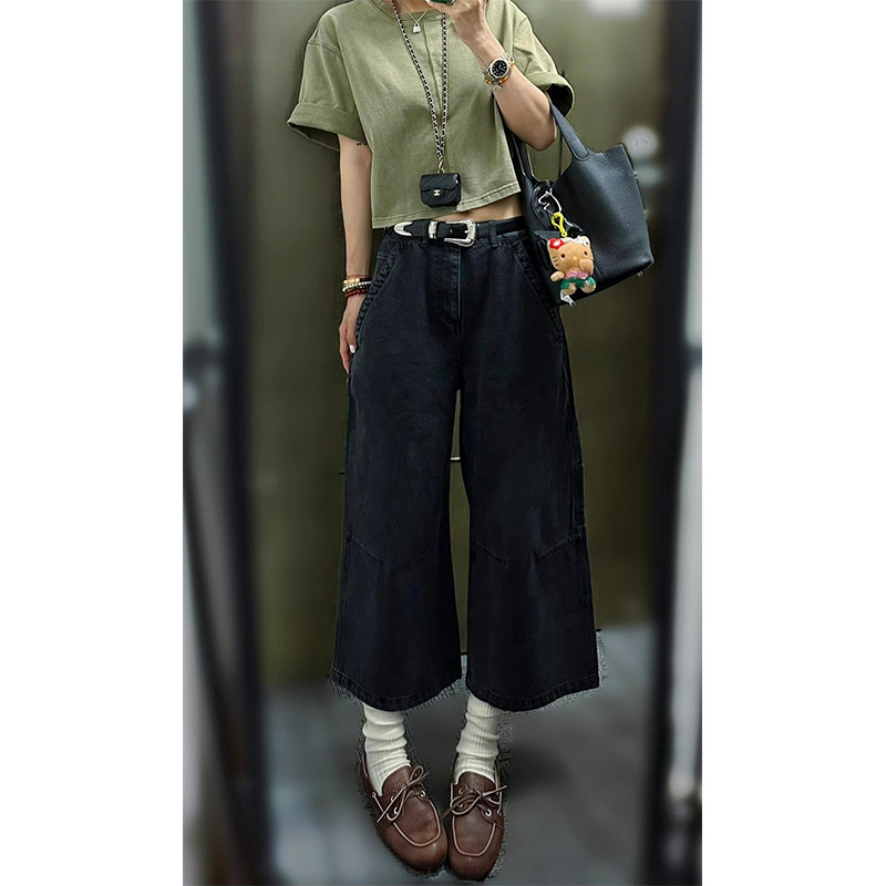 美式复古黑色直筒牛仔九分裤女冬季街头慵懒宽松低腰显瘦阔腿裤子,女装/女士精品,牛仔裤,淘宝优惠券,粉丝福利购,淘宝优惠卷