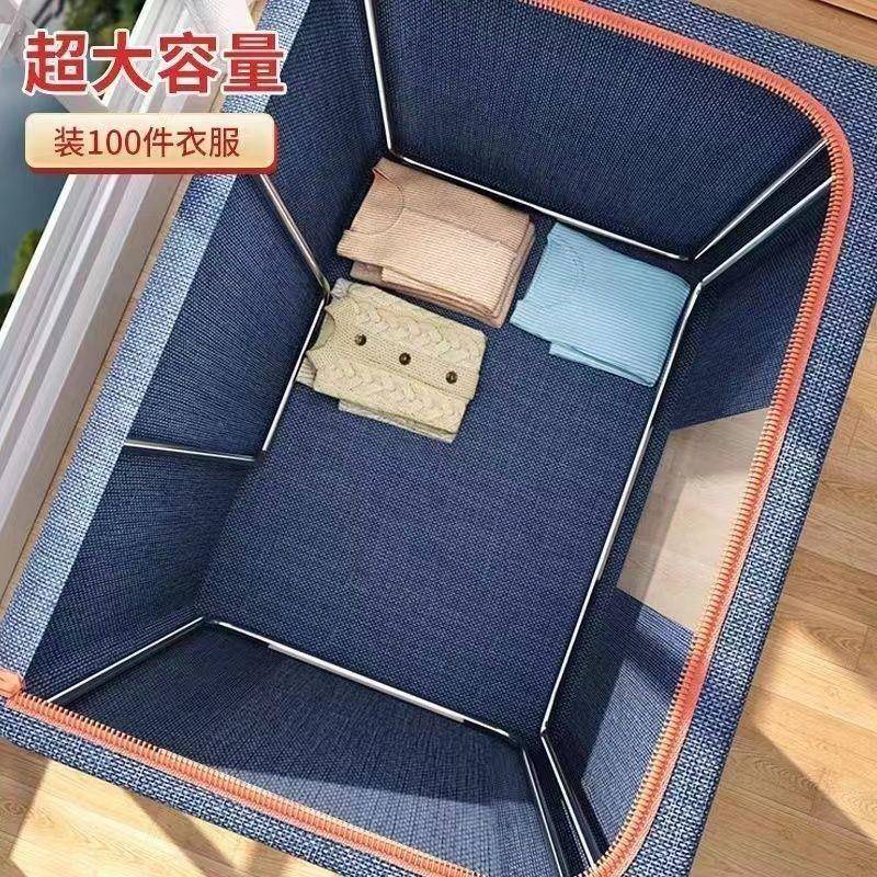 现货收纳箱棉麻翻可盖整折叠创颖多功能百纳布箱棉麻可透视艺理箱图片