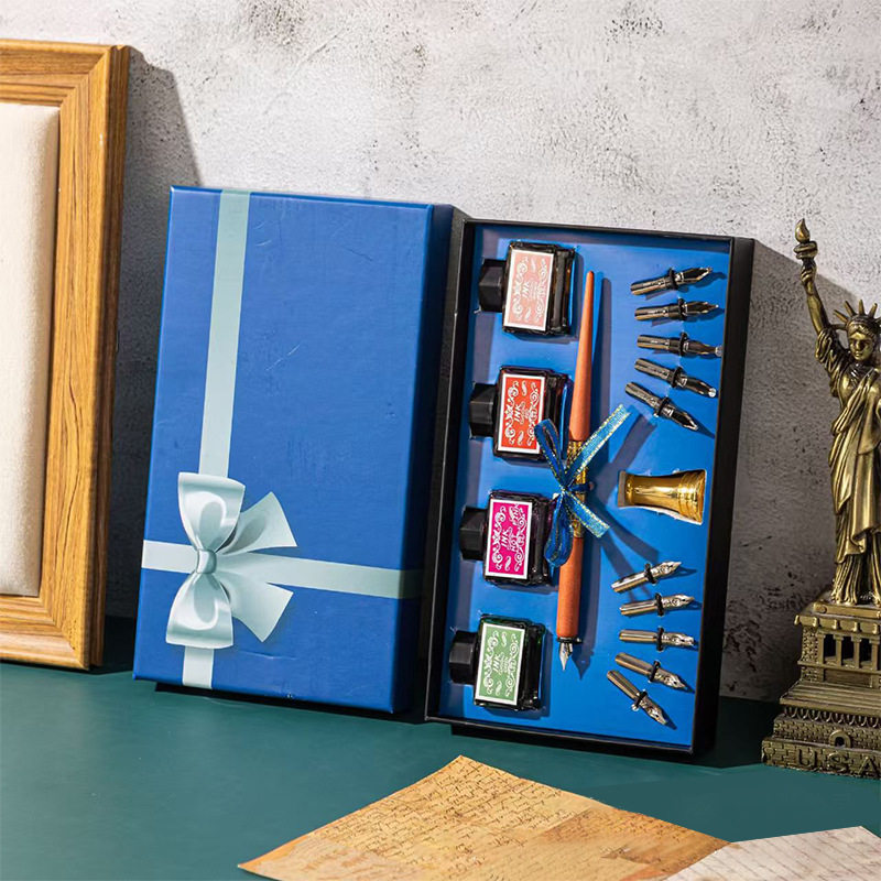 欧式木杆书法蘸水钢笔木质厂家直销套装漫画笔杆彩色墨水笔尖英式