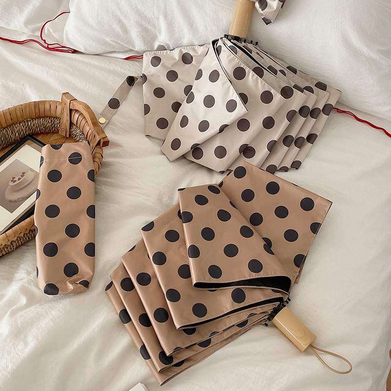 港风复古圆点折叠伞防晒便携遮阳伞黑胶防学生情侣紫外线太阳伞,居家日用,伞帽,淘宝优惠券,粉丝福利购,淘宝优惠卷