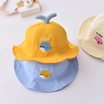婴儿渔夫帽秋薄款防遮阳帽春天宝晒APF宝帽子小男童女春童童可爱