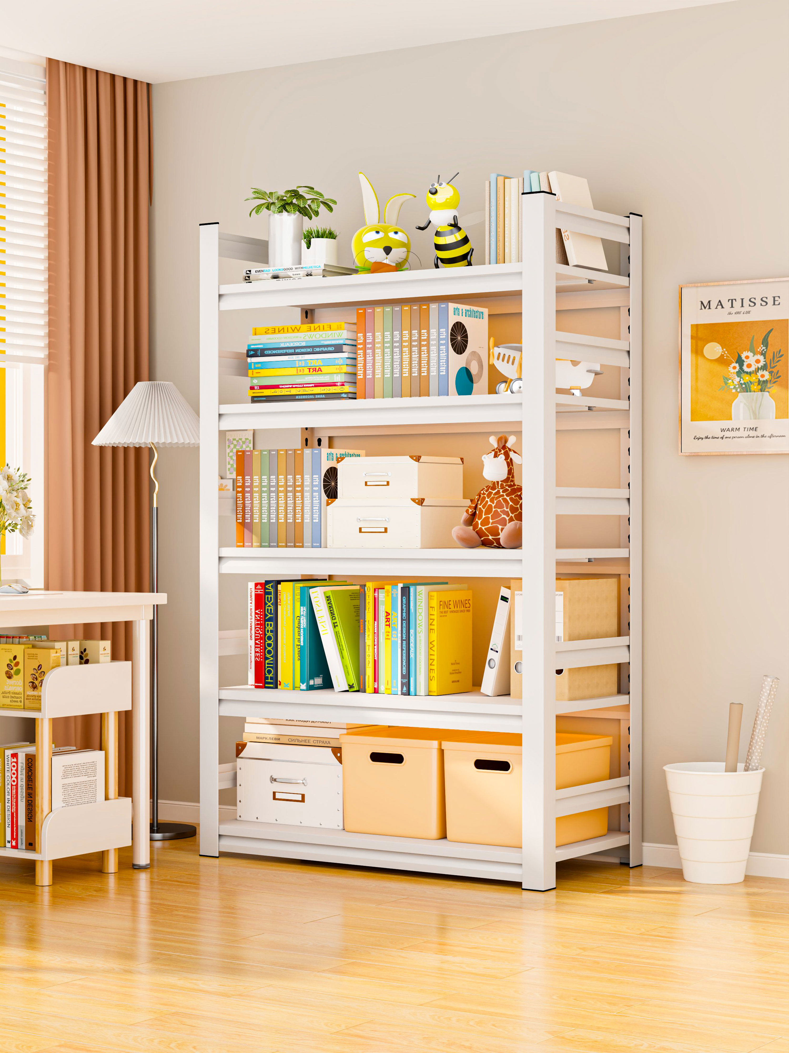 钢书架简易多层落地一体墙面储物架书柜客厅储物架厚钢书架,收纳整理,整理架/置物架/收纳架,淘宝优惠券,粉丝福利购,淘宝优惠卷