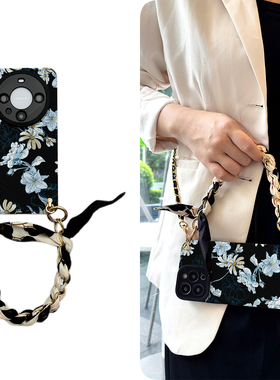 oppo斜挎reno13pro手机壳+花朵f丝巾find适r用k硅x胶11软0壳9全8包7防6摔5标4准3梦2境1女g/plus/s新e款z