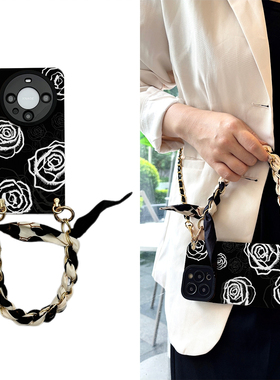 丝巾黑玫瑰畅享70pro斜挎手机壳plus适用z华为g麦芒30新20款11女9小8羊7皮6全4包5防g摔x时尚0手提se挂绳