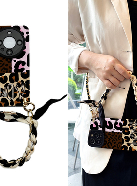 丝巾拼色豹纹华为pura70斜挎手机壳mate60pro+适用nova12硅ultra胶9防8摔7女6新5款4高3级11奢1华0全g包s潮e