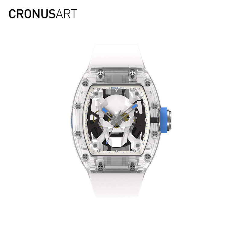 CRONUSART克洛斯蓝宝石系列骷髅头男士男款机械表全自动镂空腕表