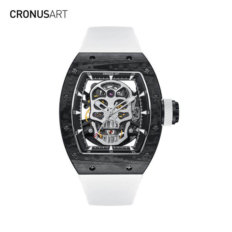 万圣节CRONUSART克洛斯碳纤维骷髅男士男款机械手表时尚名牌腕表