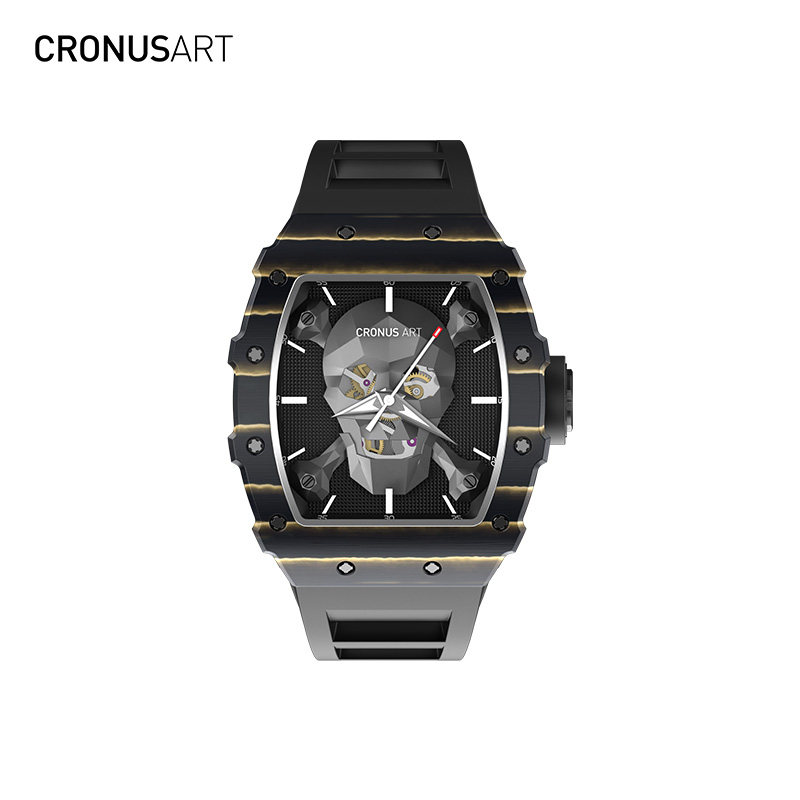 CRONUSART克洛斯碳纤维系列 骷髅 男士自动机械机芯手表
