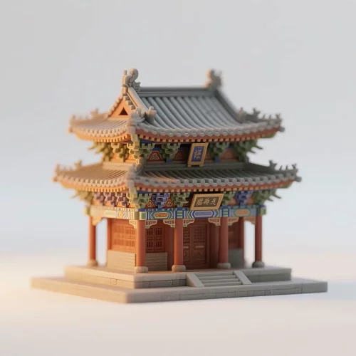 中国古代建筑古建筑模型拱桥门唐代清朝宋明STL文件OBJ微缩模型