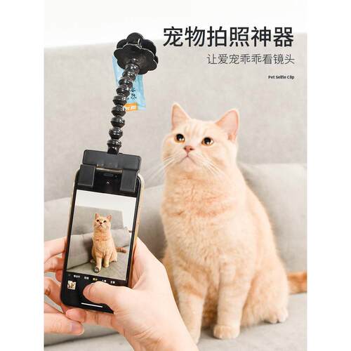 宠物拍照神器猫咪狗狗看镜头泰迪摄像玩具手机相机支架自拍夹用品